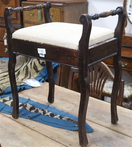 A set of 6 Hepplewhite style mahogany dining chairs and a piano stool